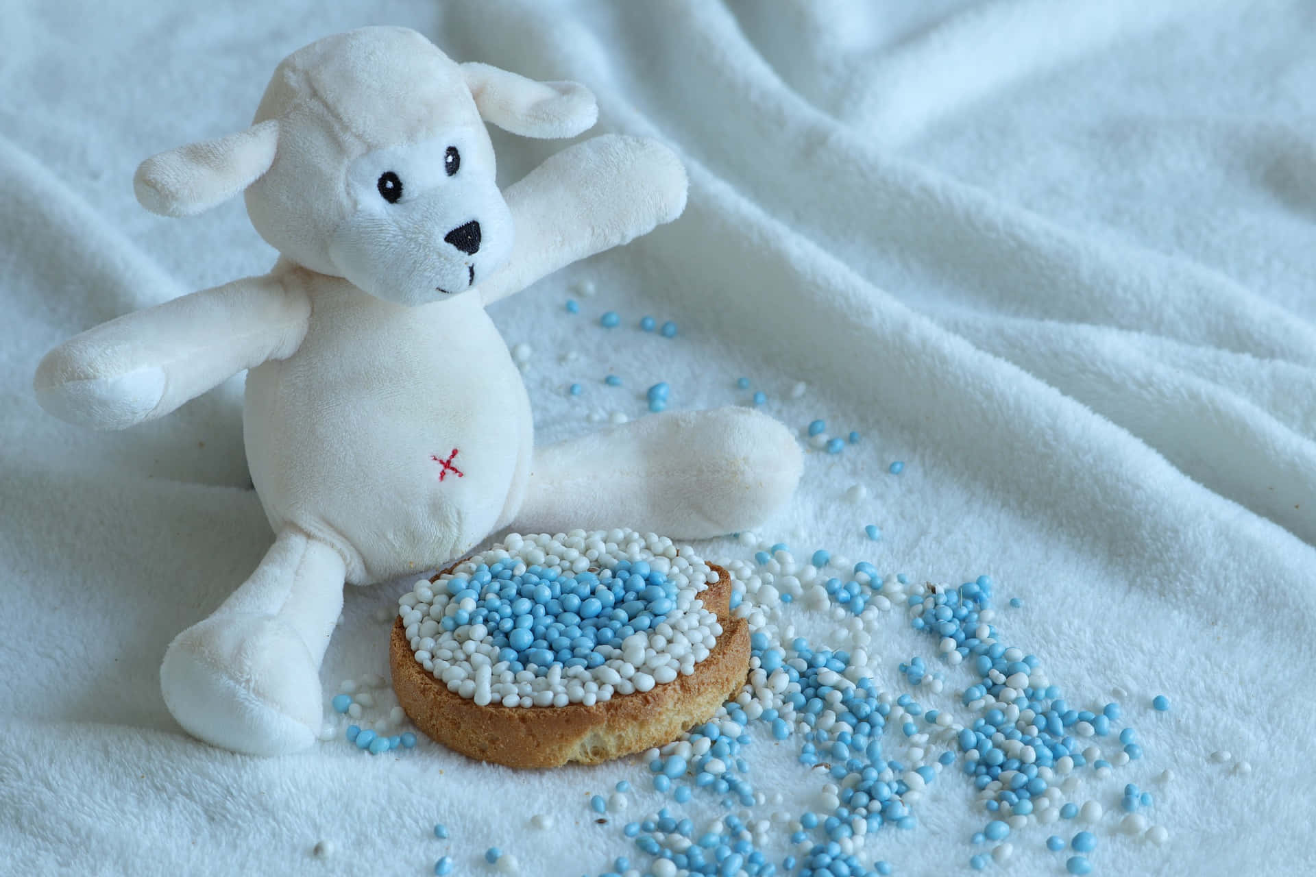 Baby Shower Snack With Lamb Toy Picture