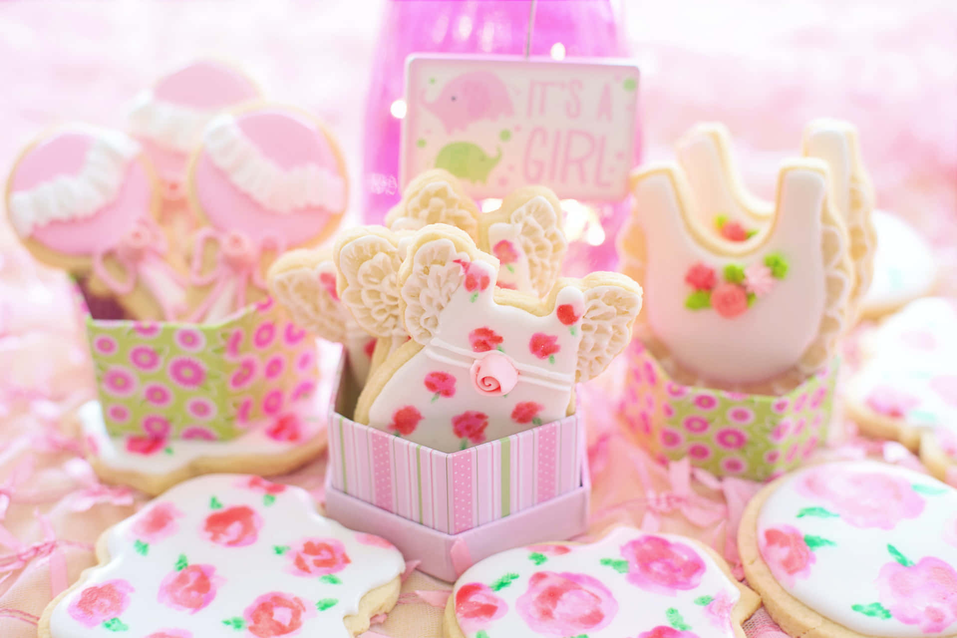 Baby shower billede girly cookies: