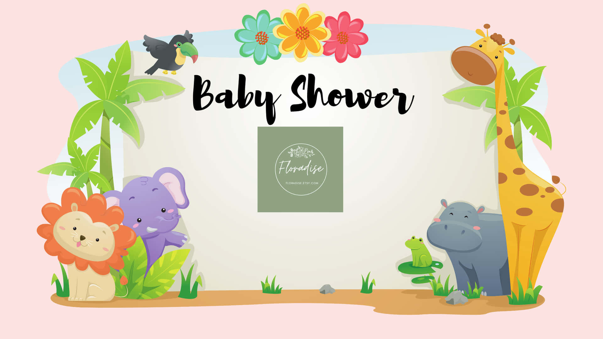 Baby Shower Zoom Background Coconut Trees Background
