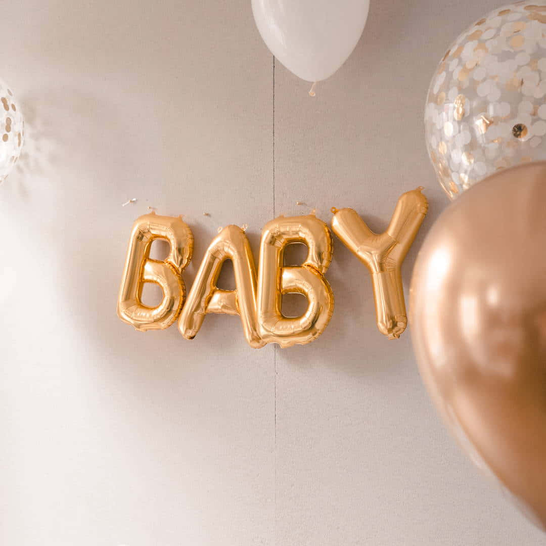 Babyshower Zoom-bakgrund Glänsande Ballonger.