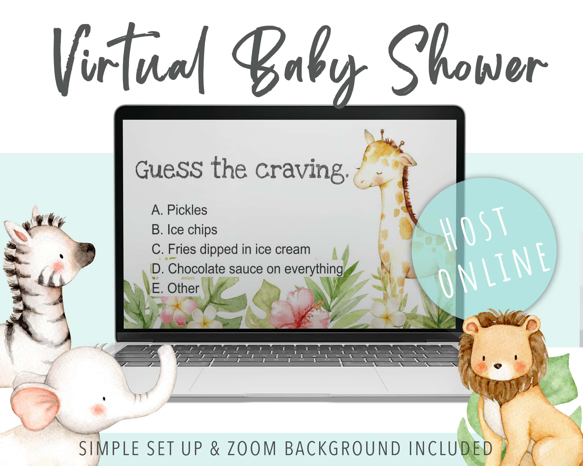 Baby Shower Zoom Background Cute Animals Background