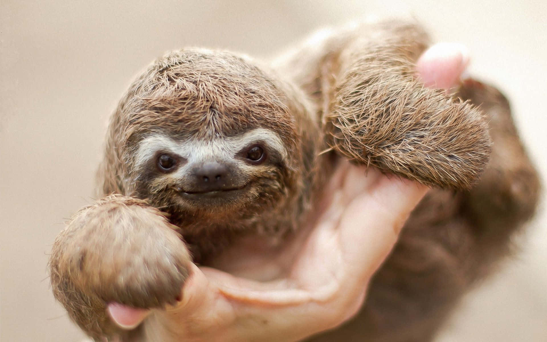 A baby sloth enjoying a sunny day