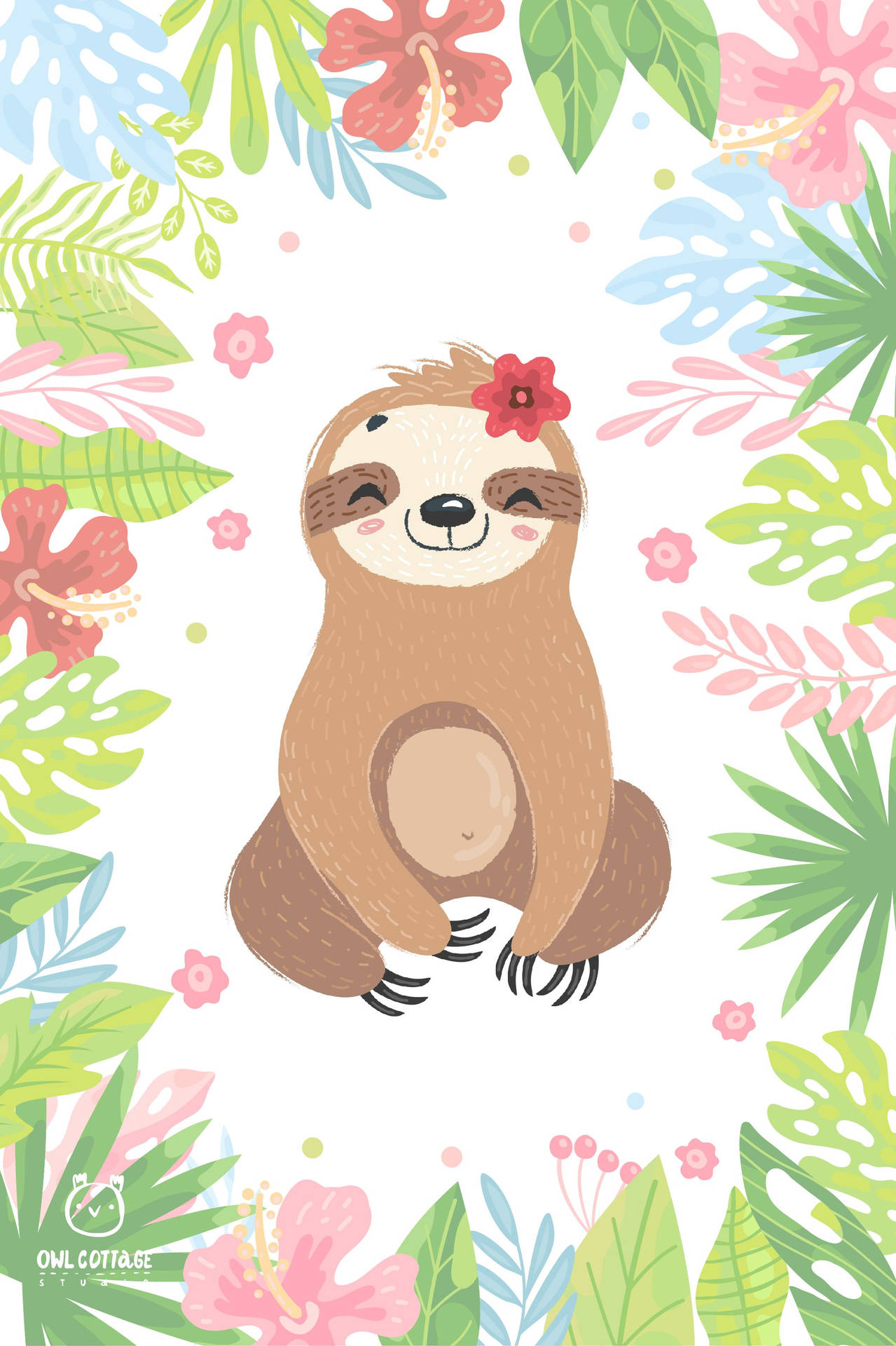 Baby Sloth With A Flower