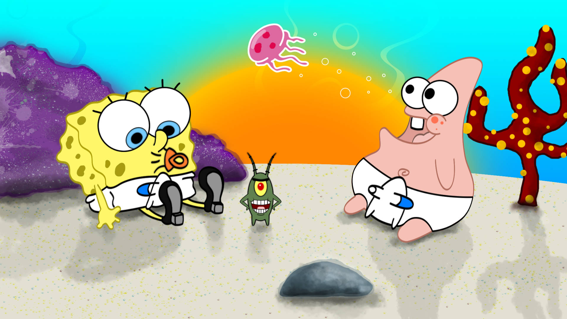 Baby Spongebob And Patrick With Plankton Picture