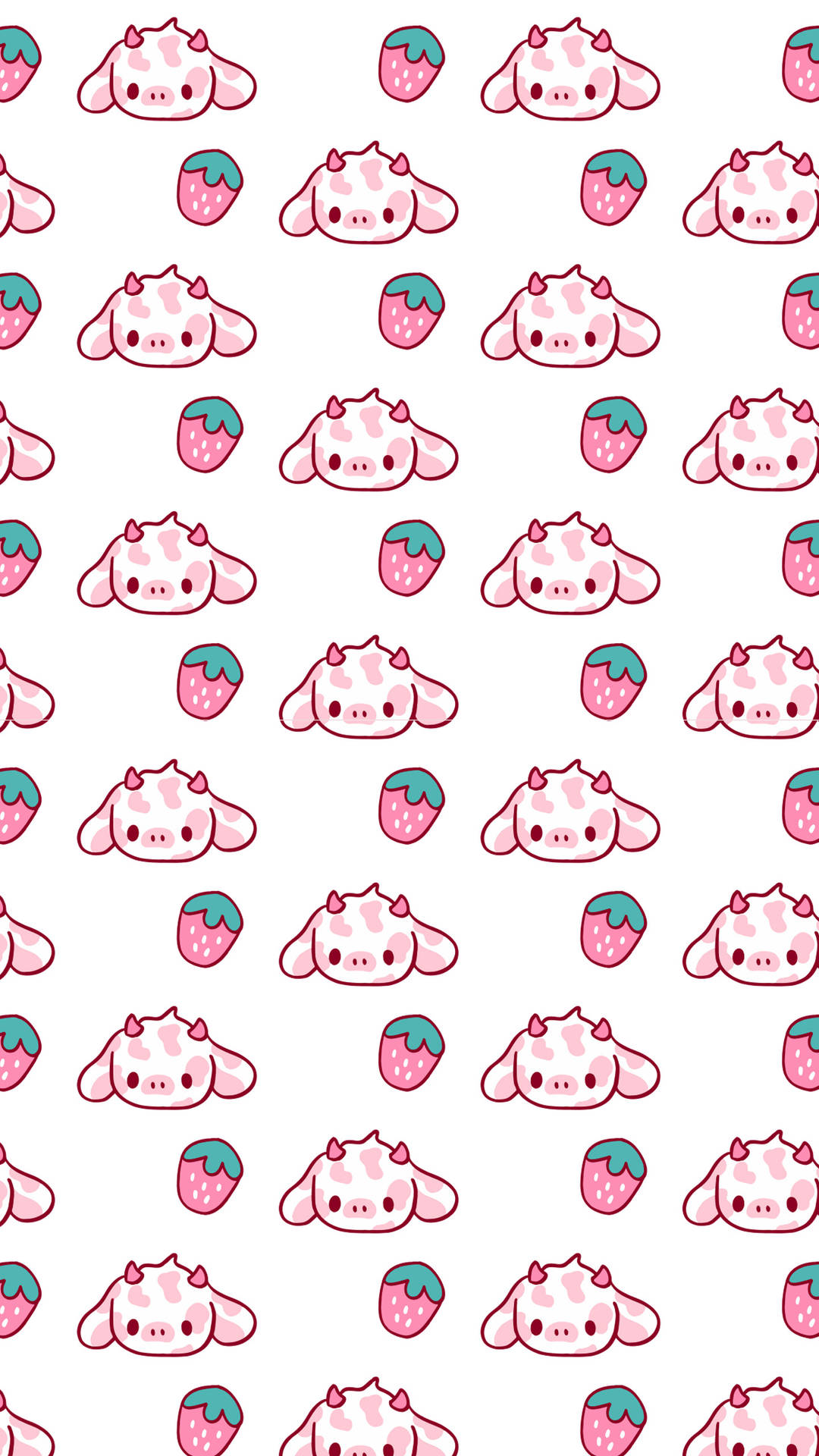 Cute Strawberry Cow Print Kawaii Aesthetic Pattern Front & Back