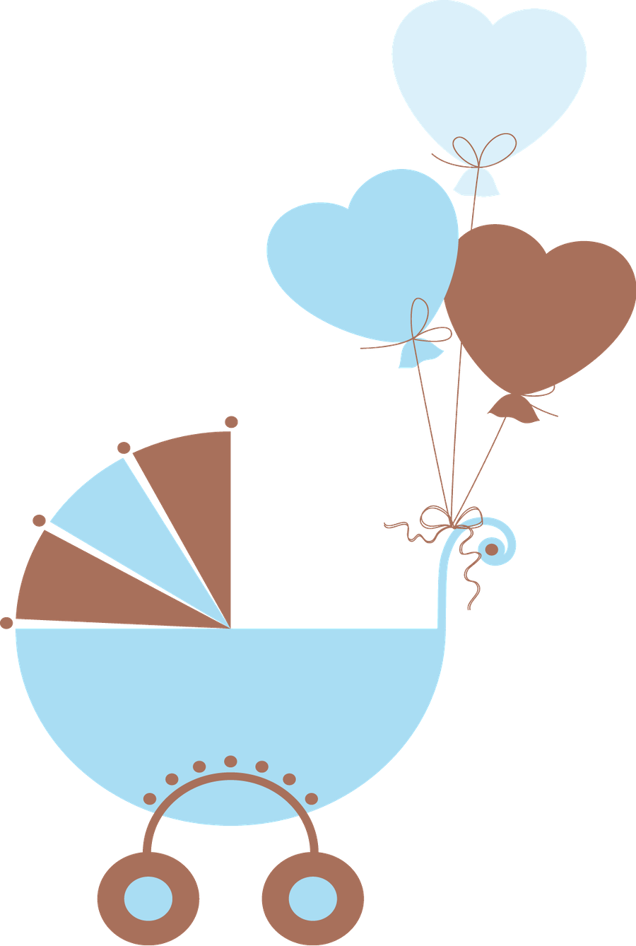 Baby Strollerand Heart Balloons PNG