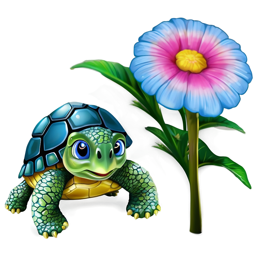 Baby Turtle And Flower Png 60 PNG