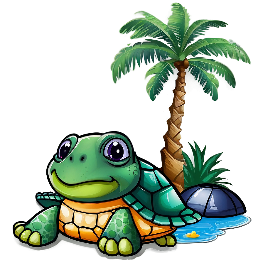 Download Baby Turtle And Palm Tree Png 06252024 | Wallpapers.com