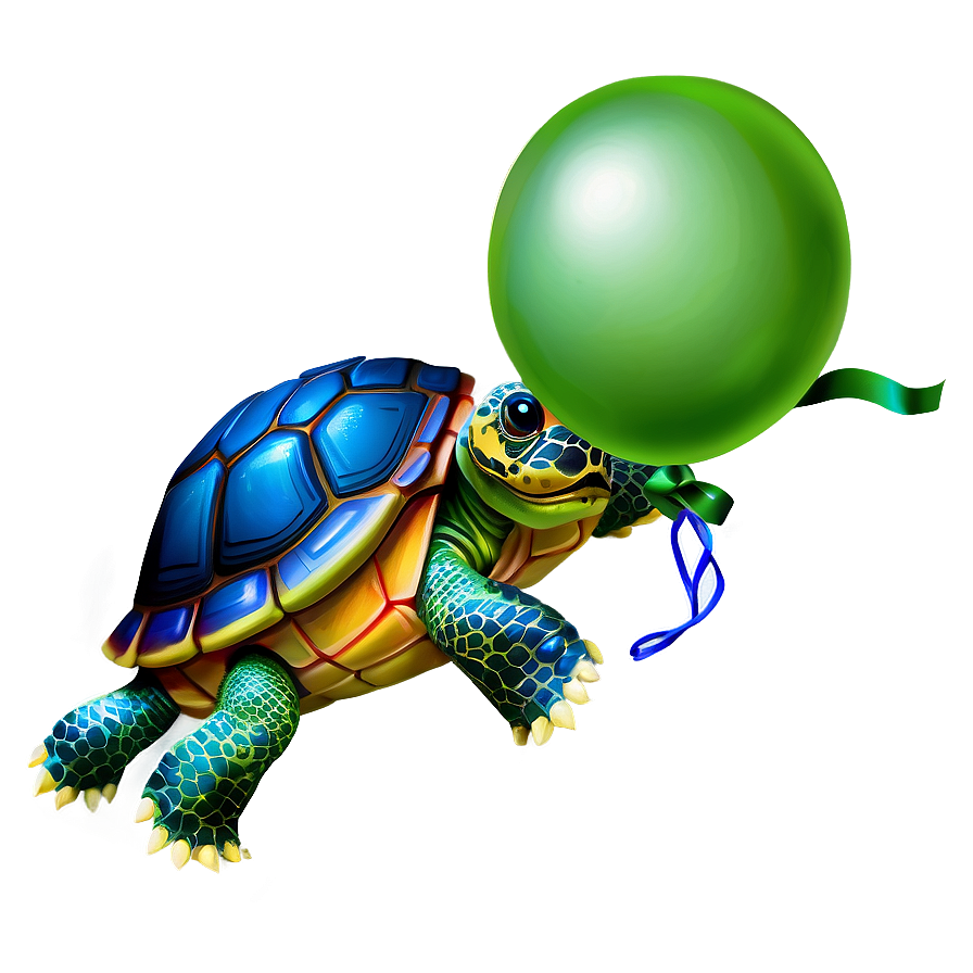 Baby Turtle With Balloon Png Mau42 PNG