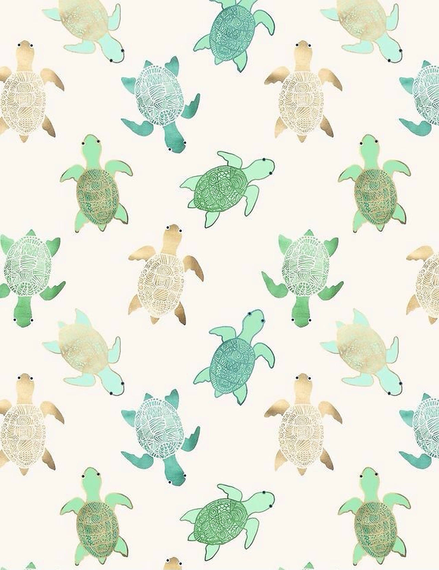 Baby Turtles Pattern Wallpaper