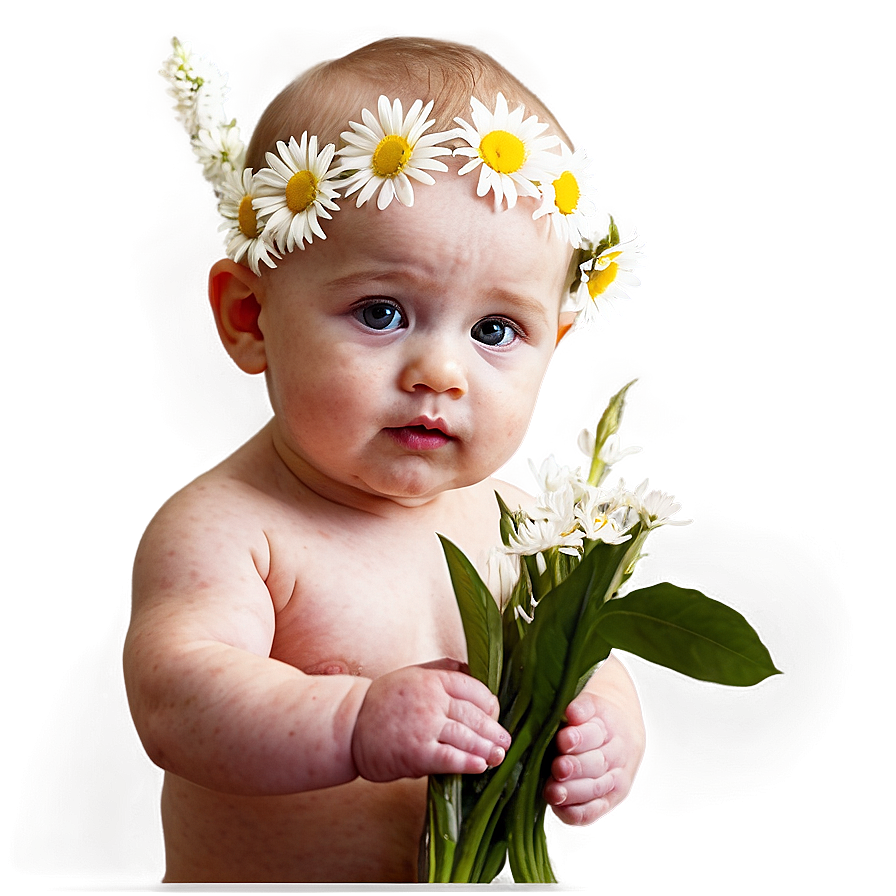 Baby With Flowers Png 05032024 PNG