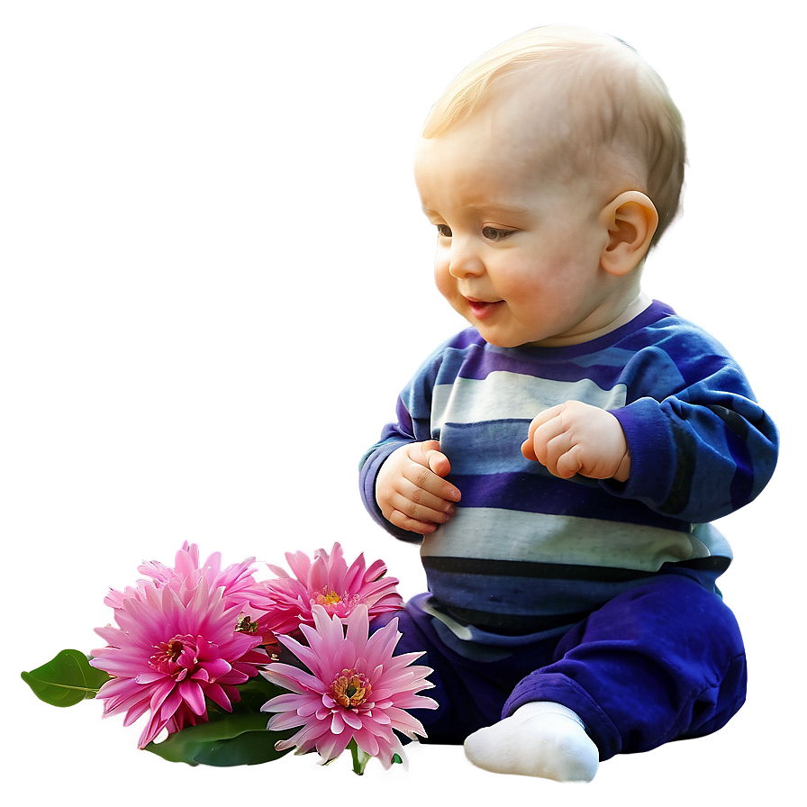 Baby With Flowers Png 05032024 PNG