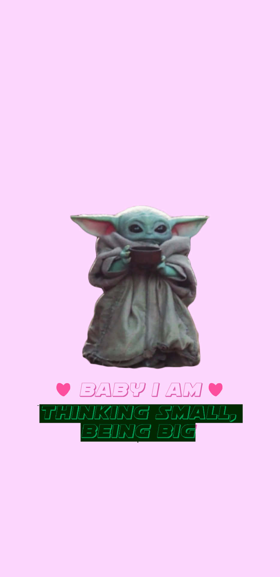 Baby Yoda Aesthetic On Pink Background Wallpaper