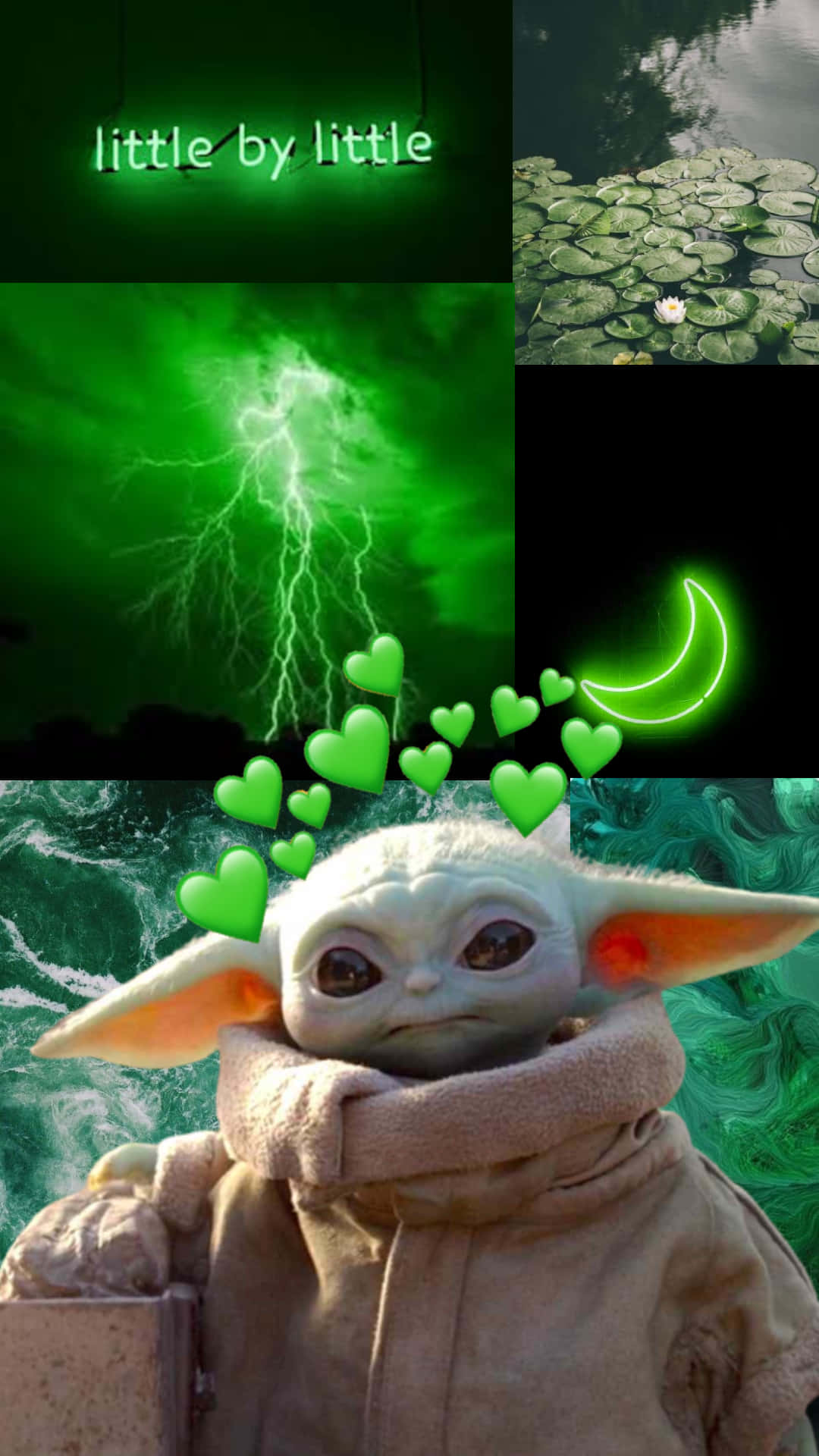 Estéticade Baby Yoda Verde. Fondo de pantalla