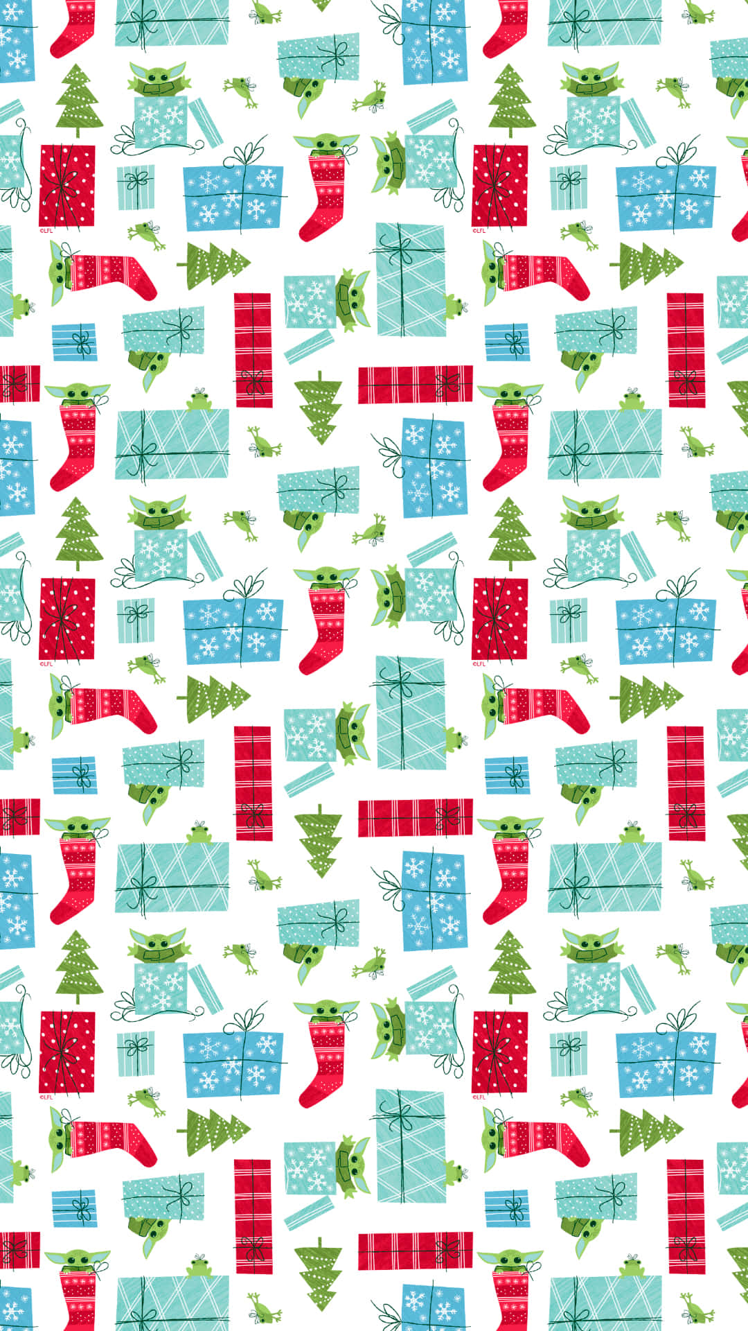 Baby Yoda Christmas Pattern Wallpaper
