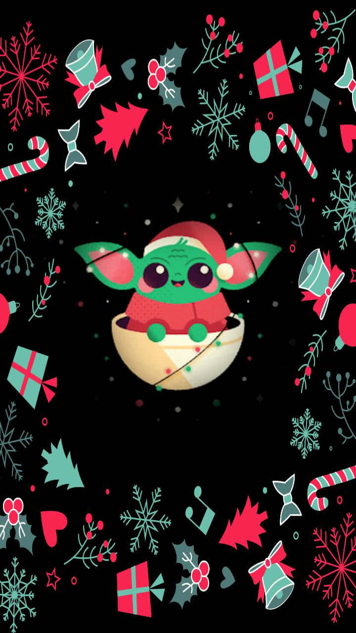 Celebrate Christmas With Baby Yoda Wallpaper