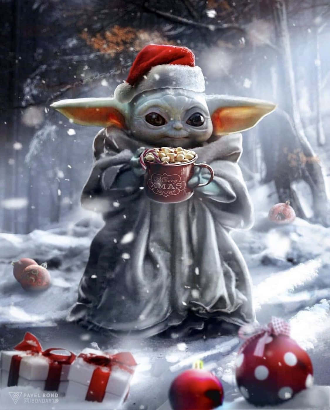 Gør Dig Klar Til Jul! Fejr Jul Med Baby Yoda Wallpaper