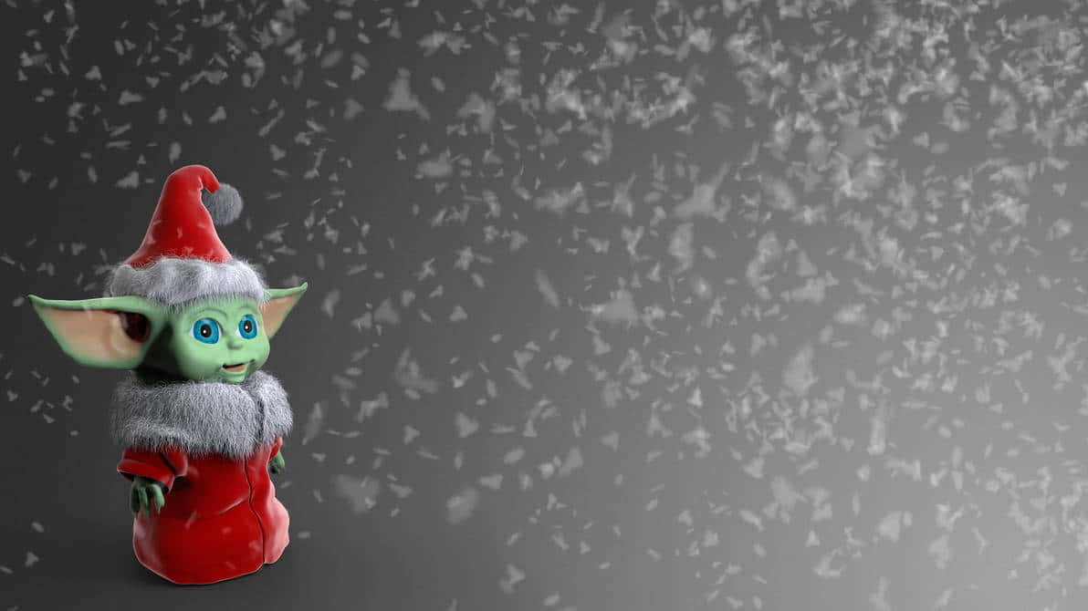 Toy Baby Yoda Christmas Desktop Wallpaper