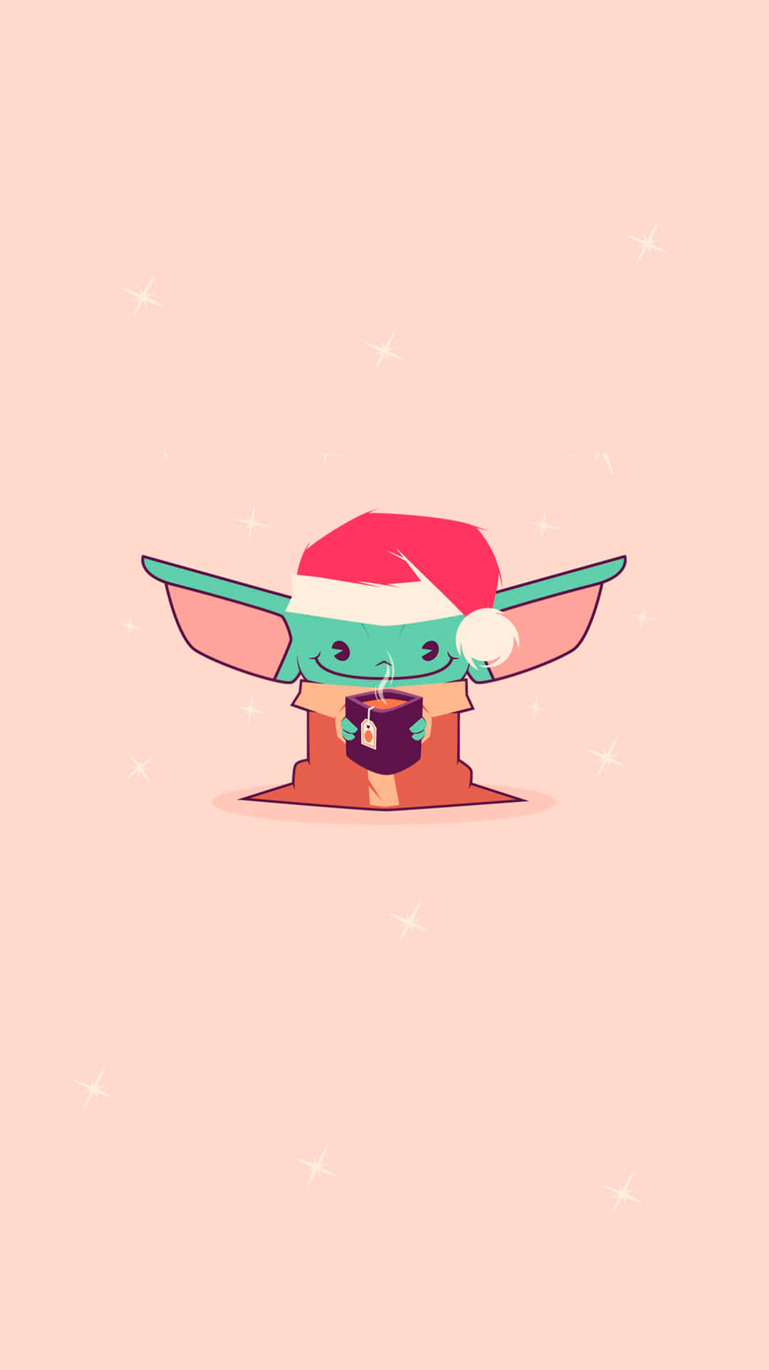 Pink Baby Yoda Christmas Phone Wallpaper