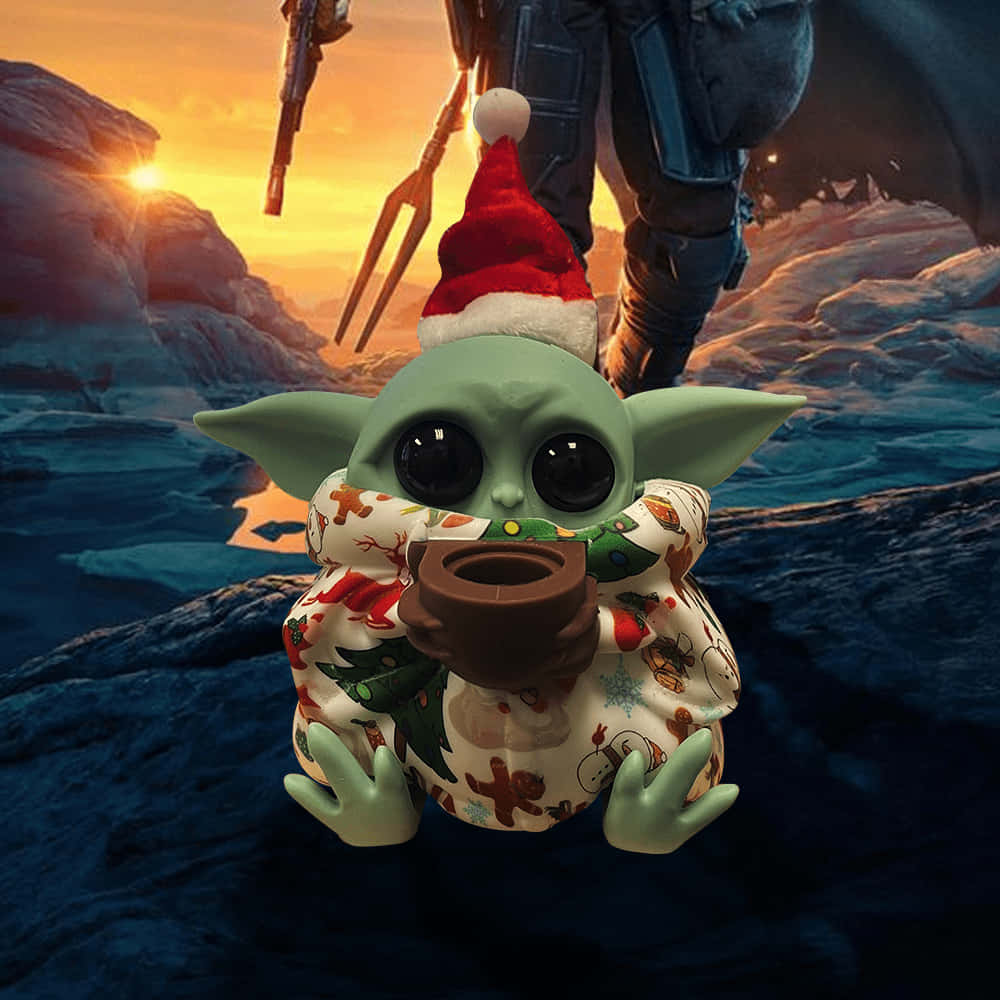 Baby Yoda Christmas Action Figure Wallpaper