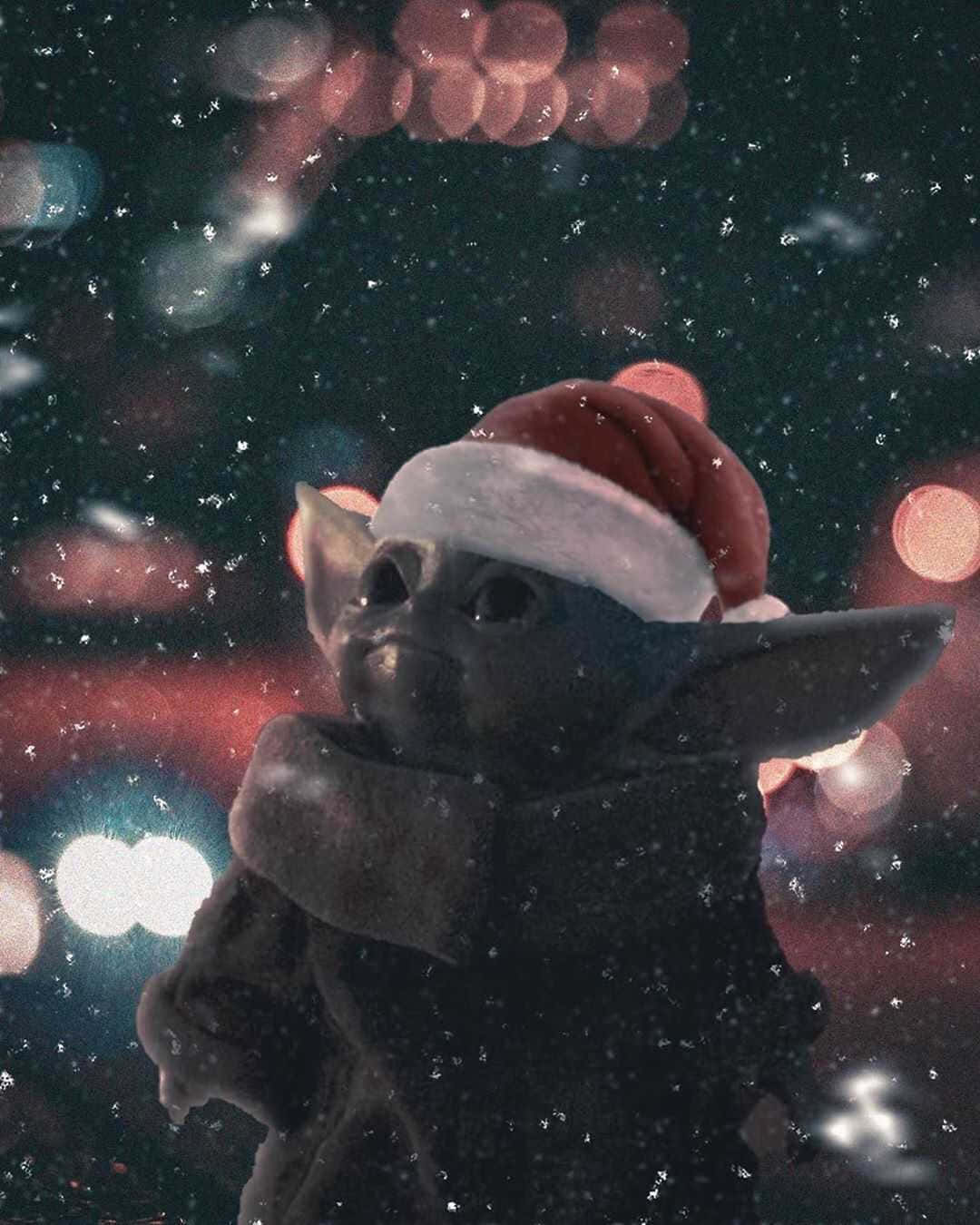 Baby Yoda Christmas Snow Wallpaper