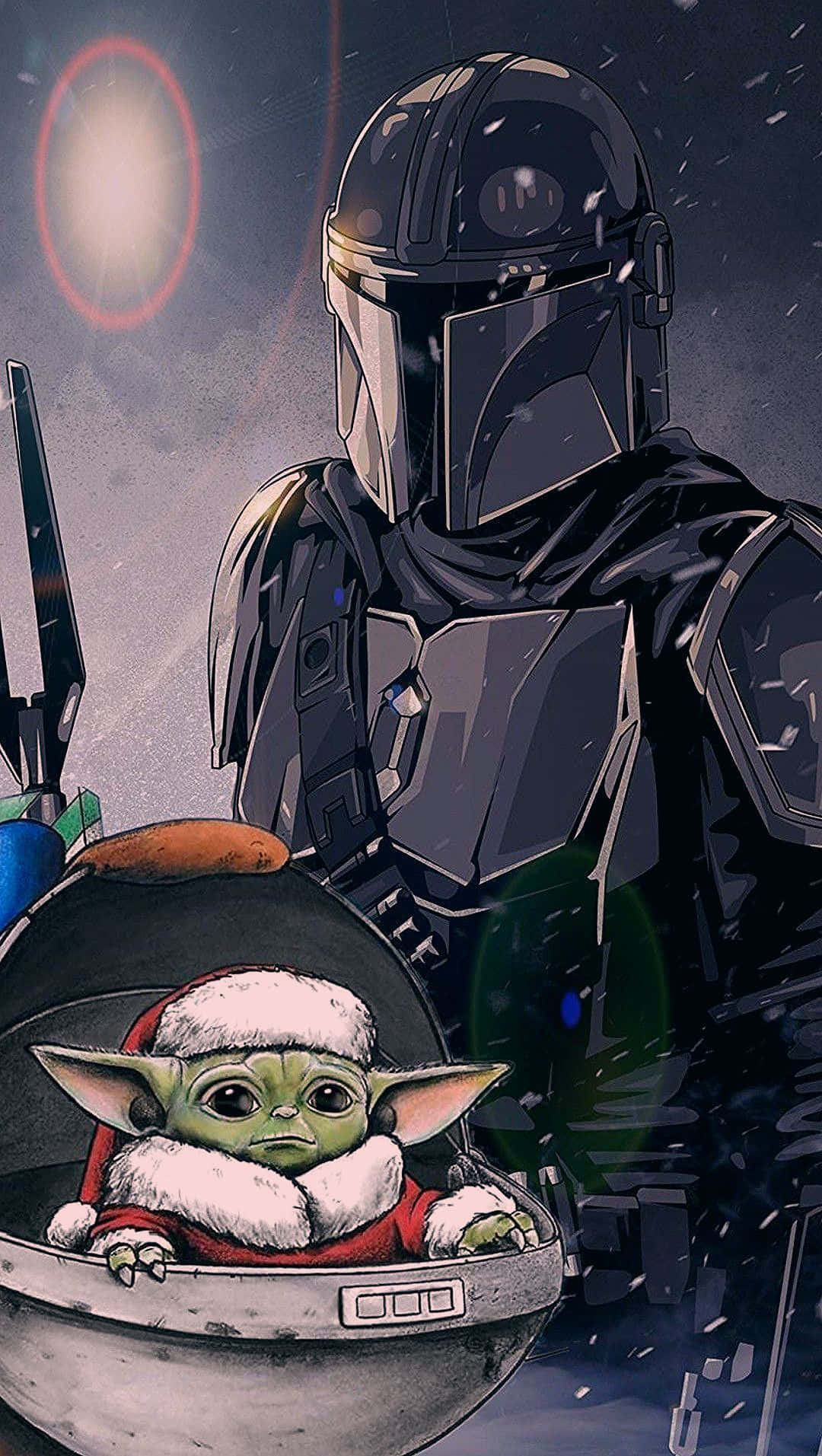 Mandalorian And Baby Yoda Christmas Wallpaper