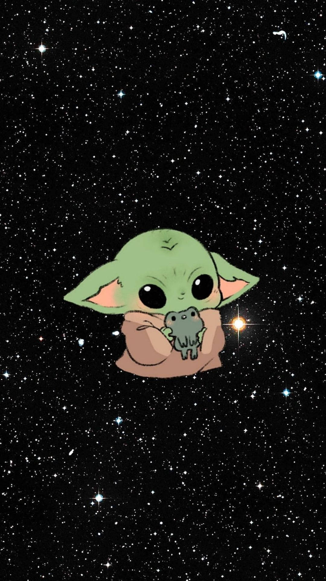 Baby Yoda i sød galakse tapet Wallpaper