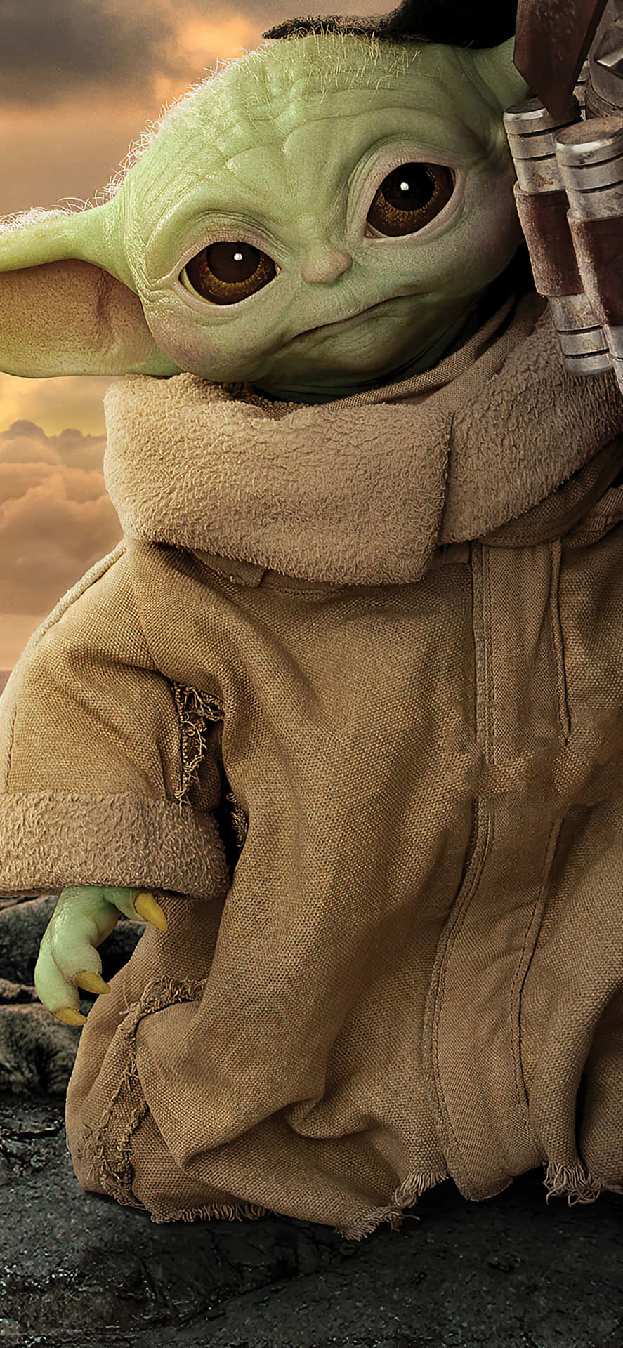 ¡dalela Bienvenida A La Última Adición A Tu Teléfono: ¡baby Yoda! Fondo de pantalla