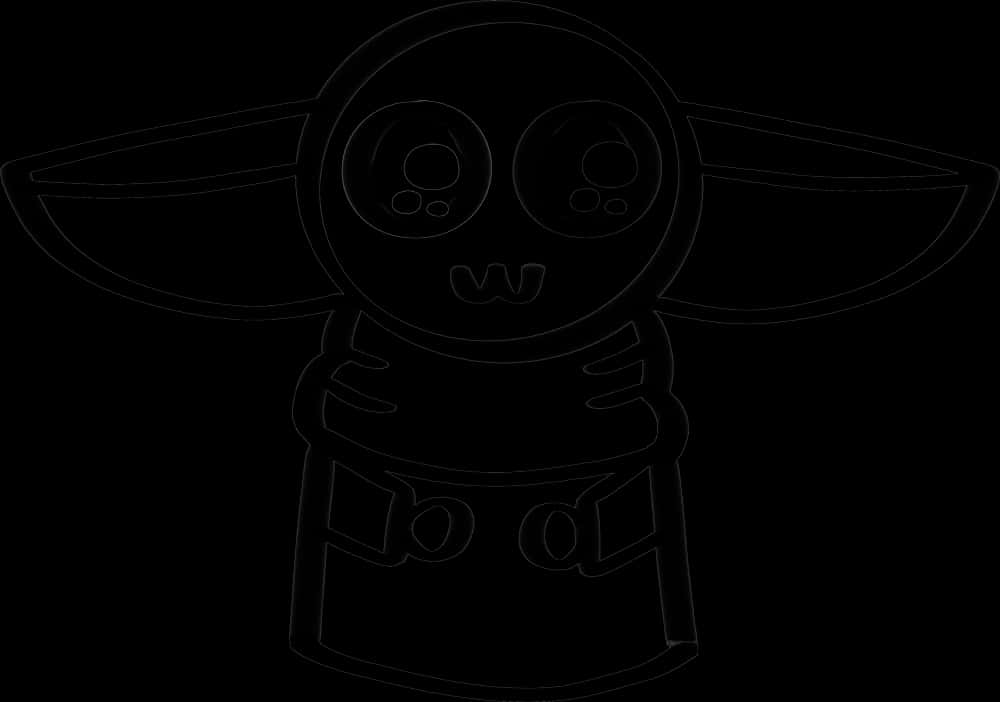 Baby Yoda Outline Drawing PNG