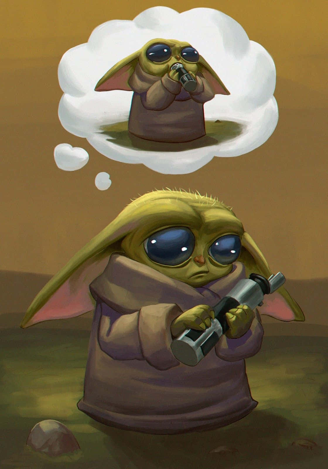 "Enjoy the cuteness of Baby Yoda with the latest phone" Wallpaper
