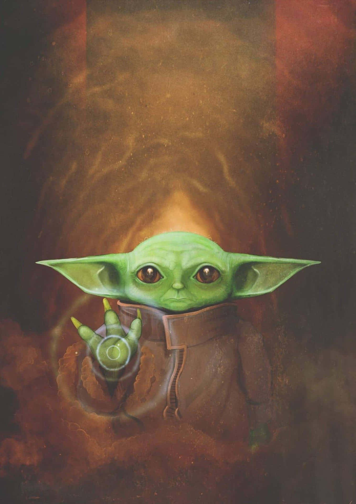 Sød lille Baby Yoda ser perfekt ud med dette mobil tapet! Wallpaper