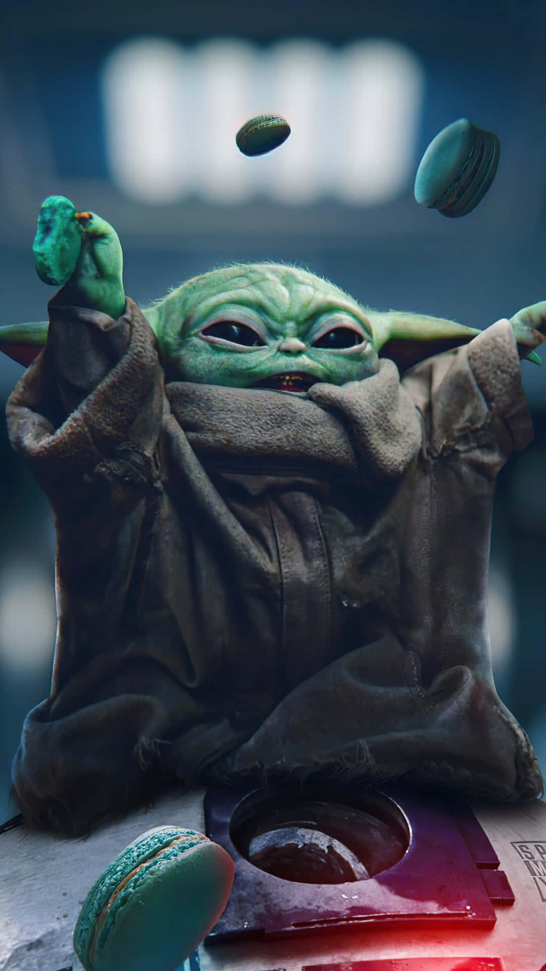 Bildkänn Kraften Från Kraften När Du Accessoriserar Med En Baby Yoda-telefon! Wallpaper