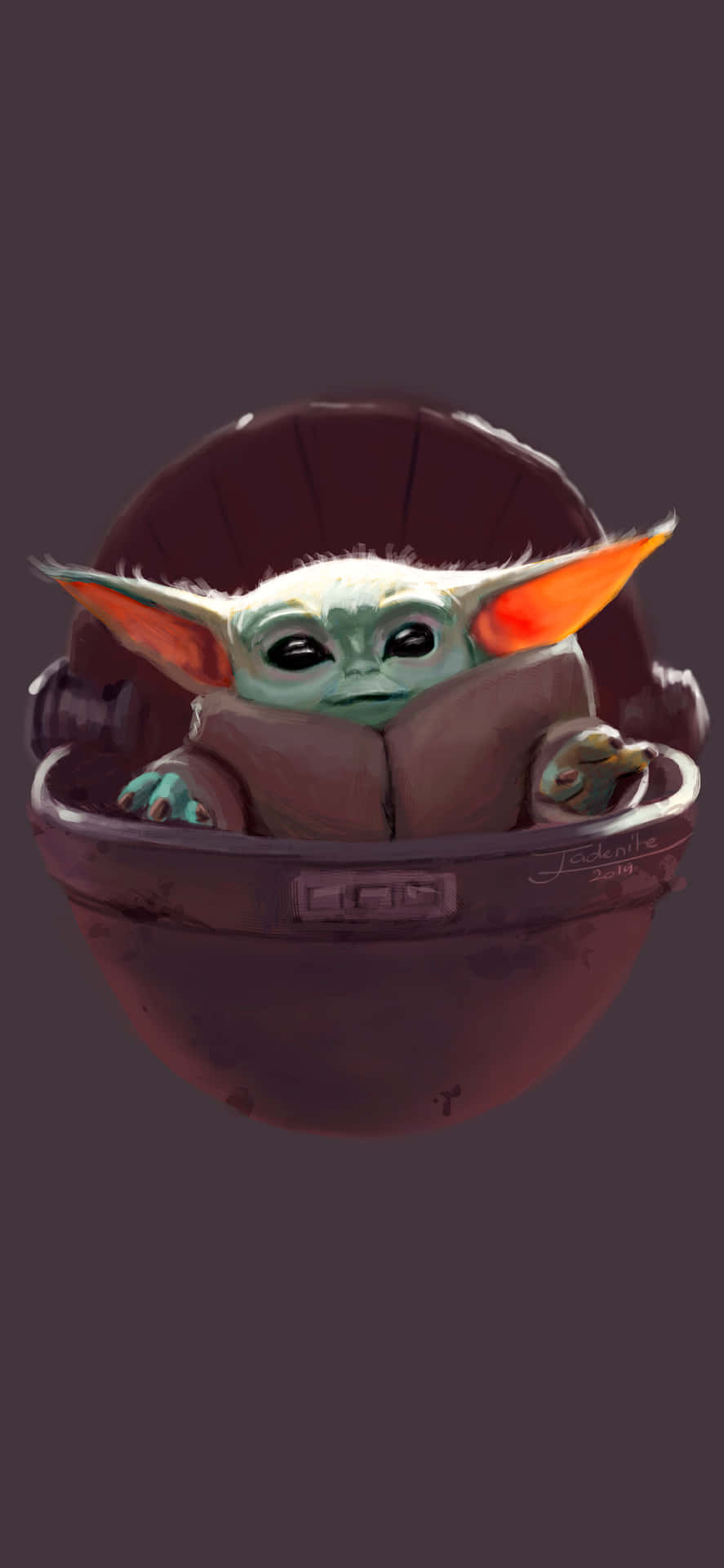 The lovable Baby Yoda rocking a new smartphone! Wallpaper