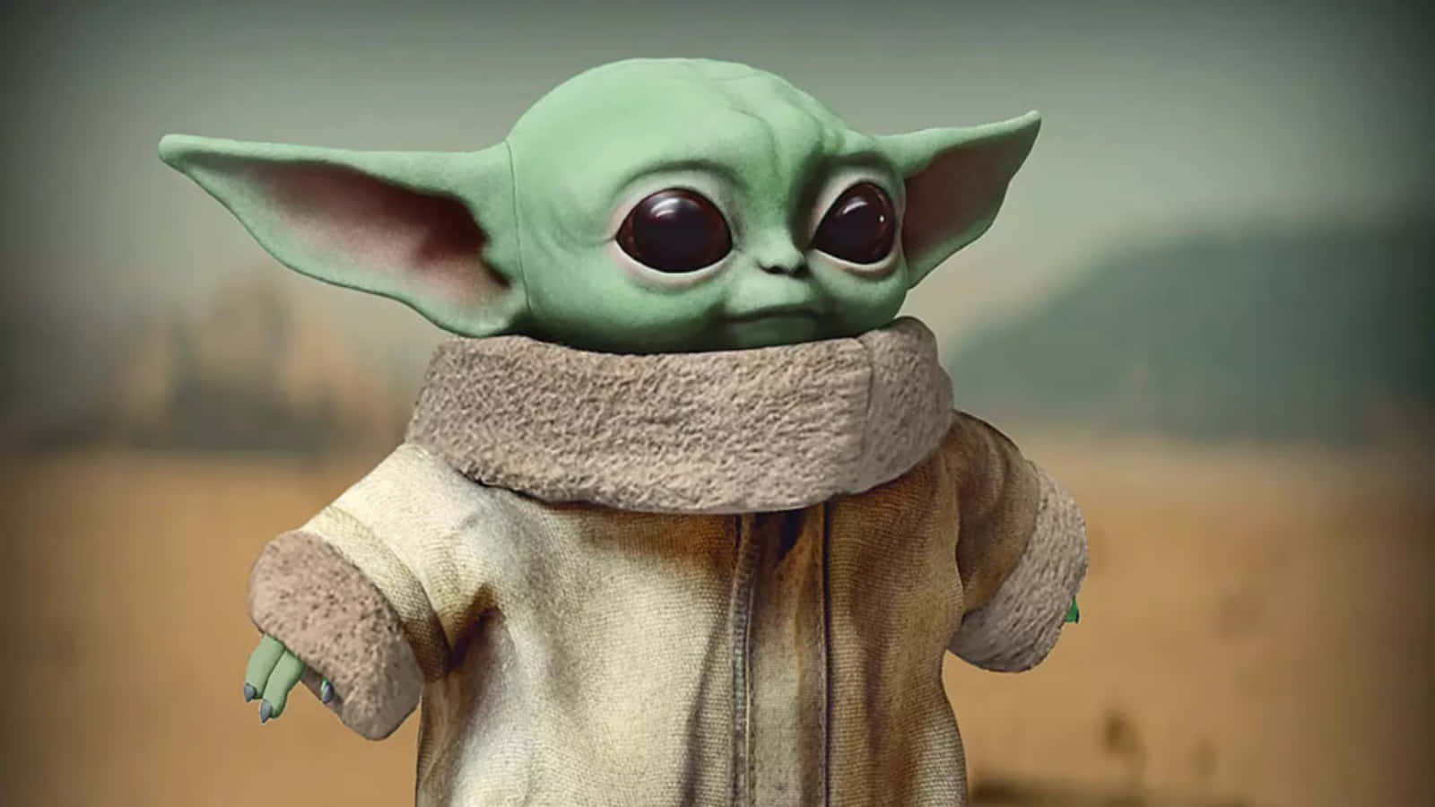 Download Adorable Baby Yoda looking up at the stars