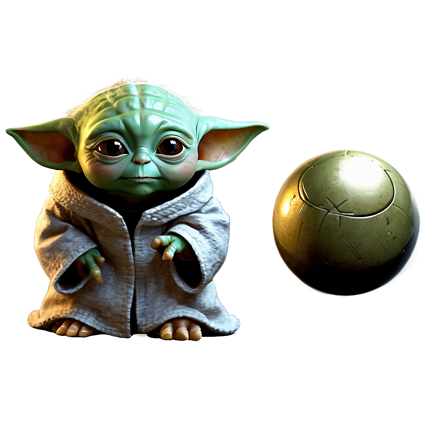 Baby Yoda With Ball Png 05062024 PNG