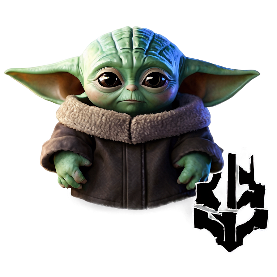 Baby Yoda With Mandalorian Sigil Png Bhm PNG