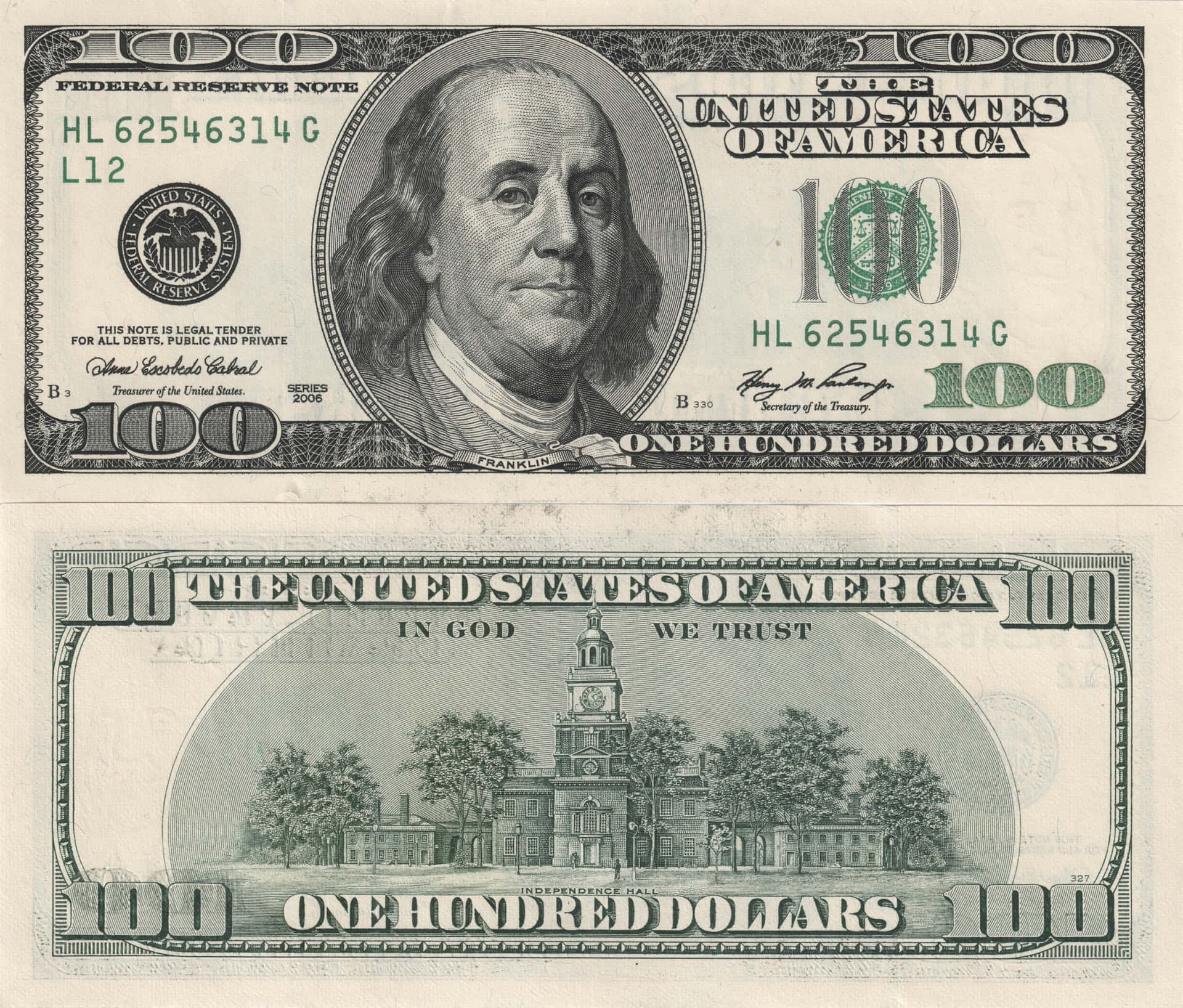 Back And Front Of 100 Dollar Bill Wallpaper