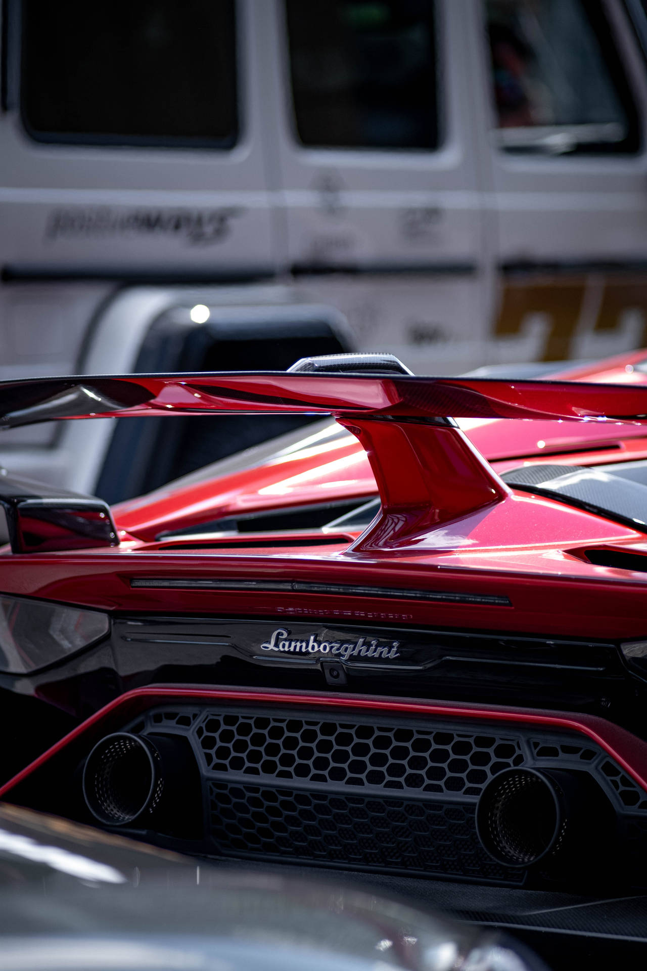 Back Of Red Lamborghini Galaxy