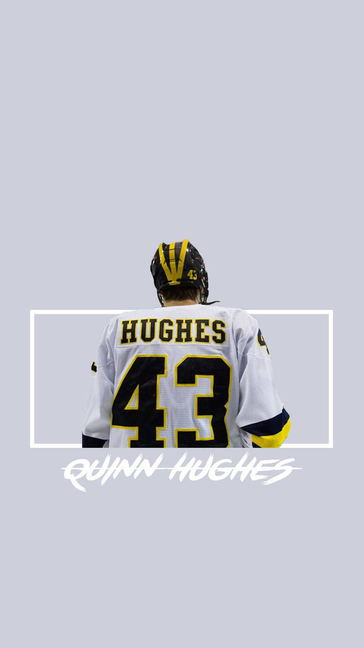 Ritrattoposteriore Di Quinn Hughes Con Nome E Numero Di Maglia Sfondo