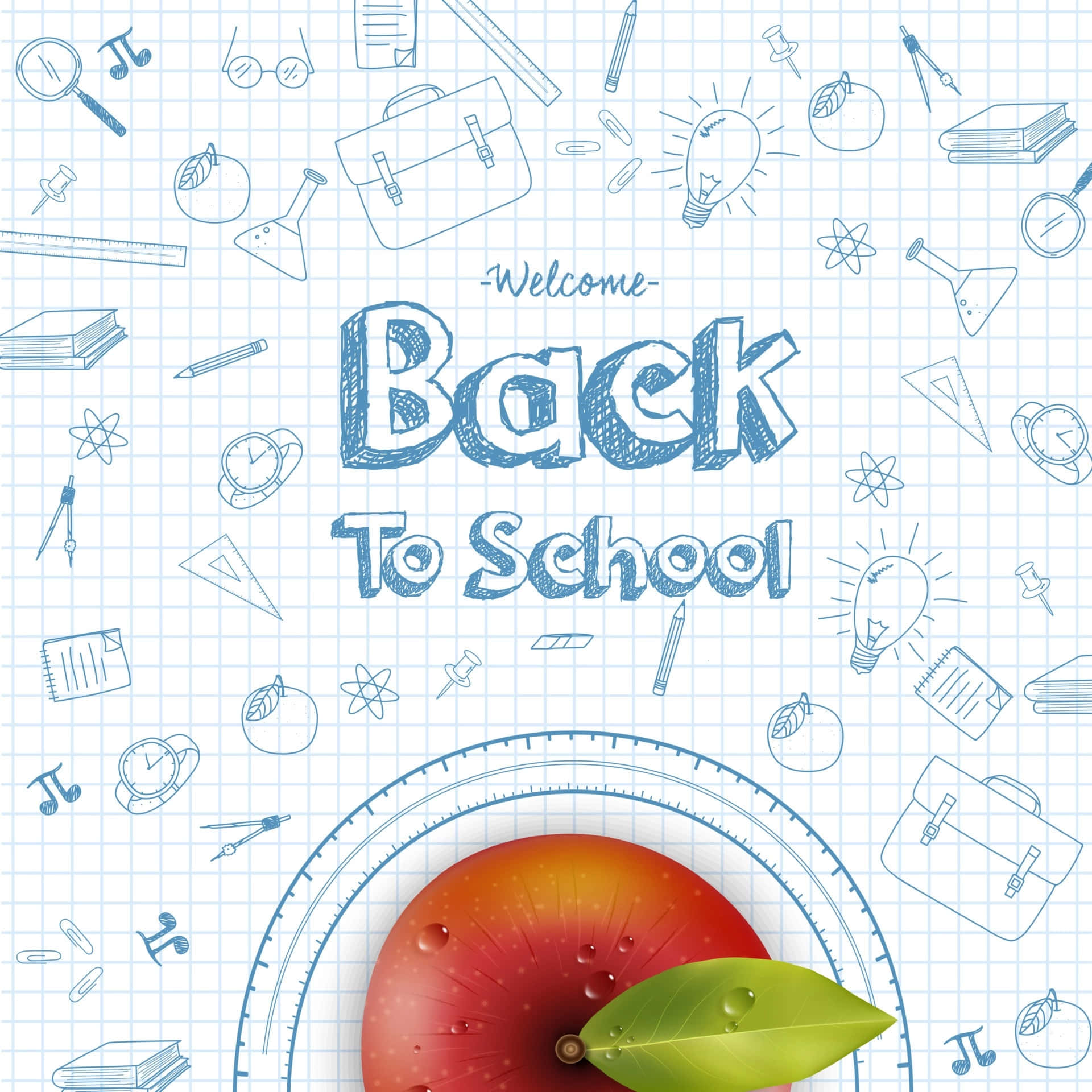 A Back To School Background With An Apple And Pencils