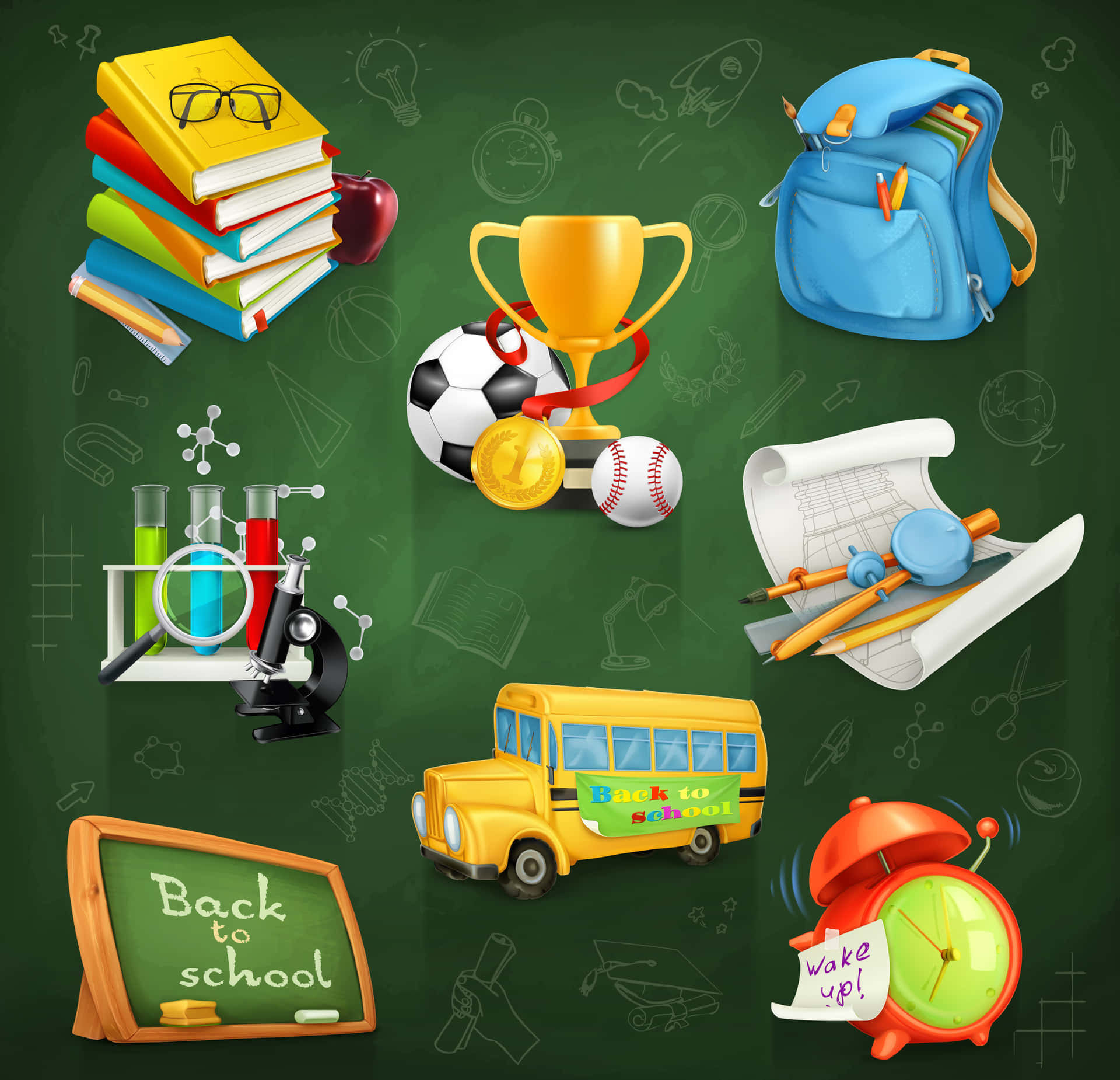 Back To School Icons Set Wallpaper