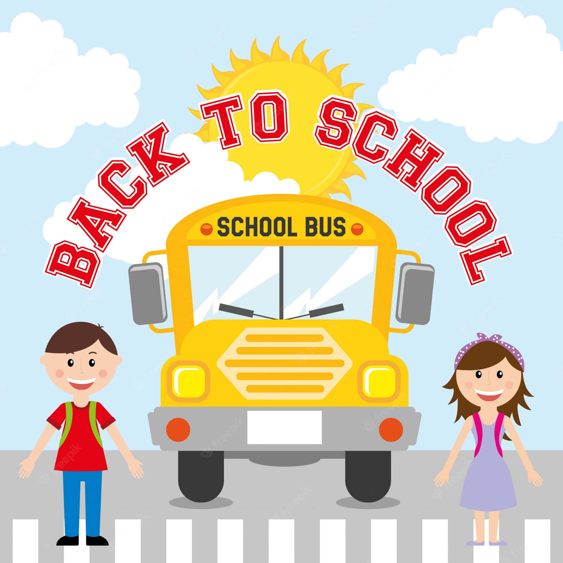 Back To School Poster With School Bus Background