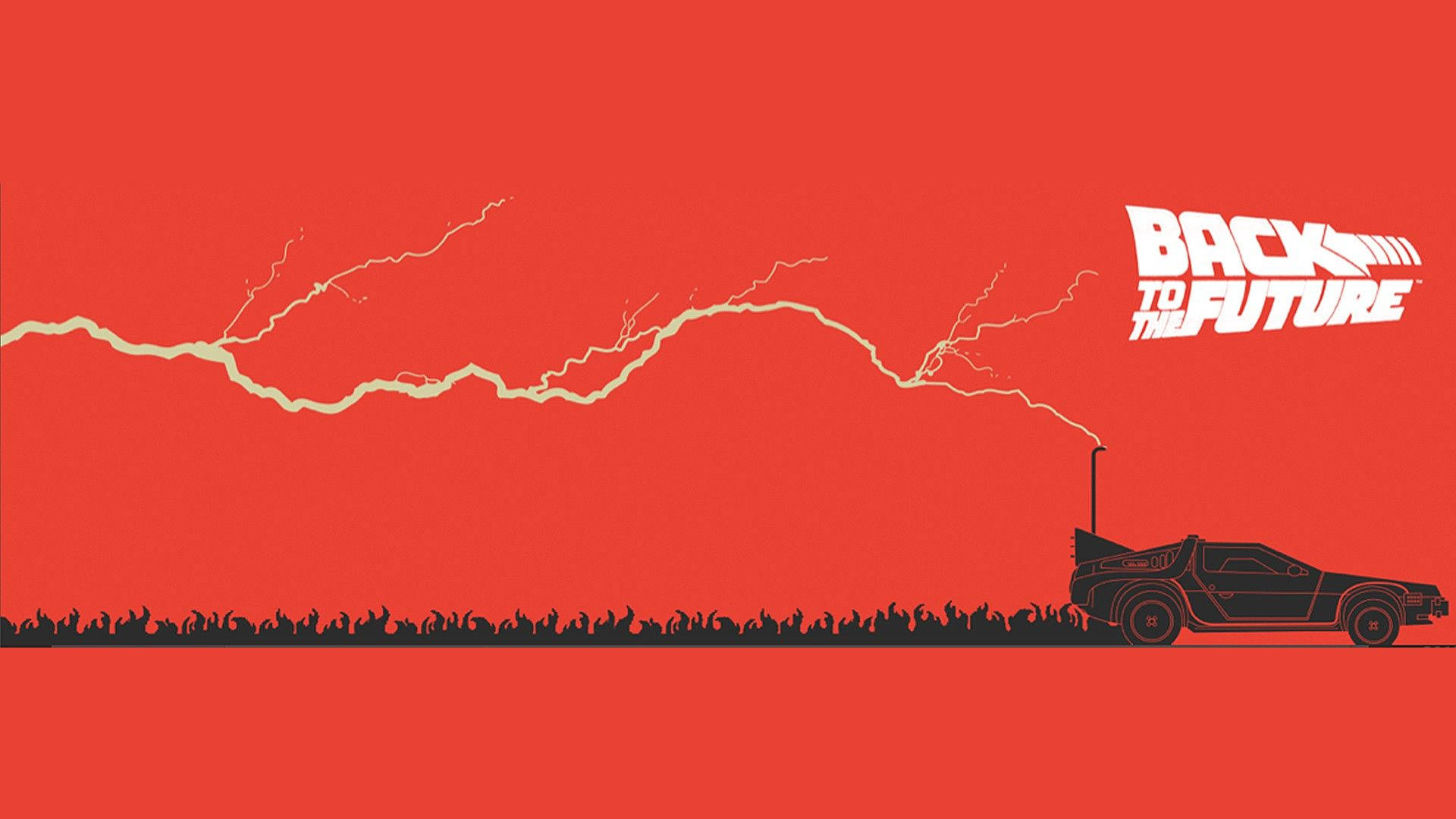 Back To The Future Art On Red Wallpaper