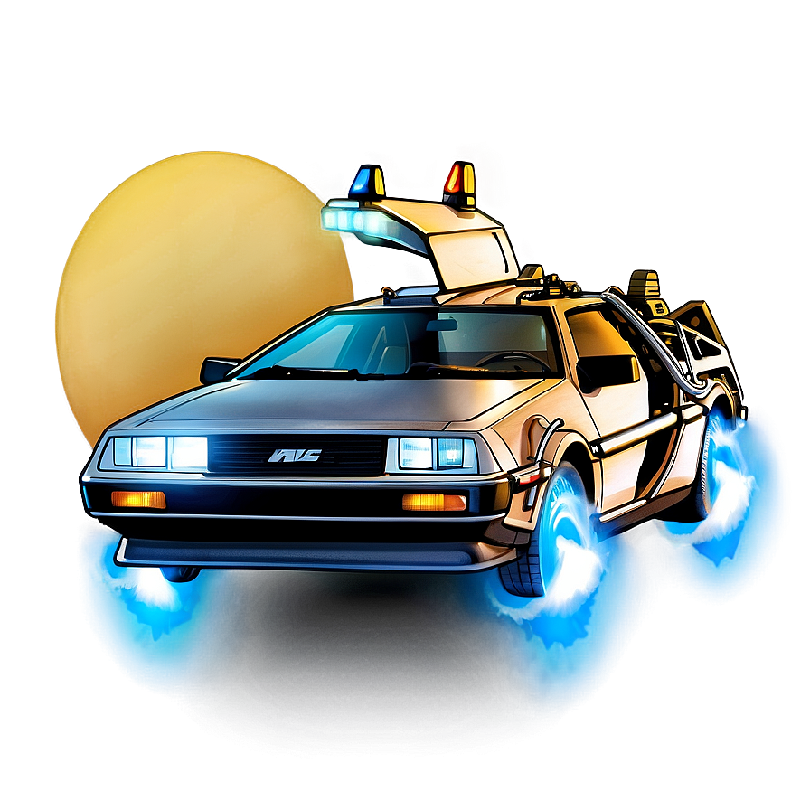 Back To The Future Delorean At Night Png 06112024 PNG