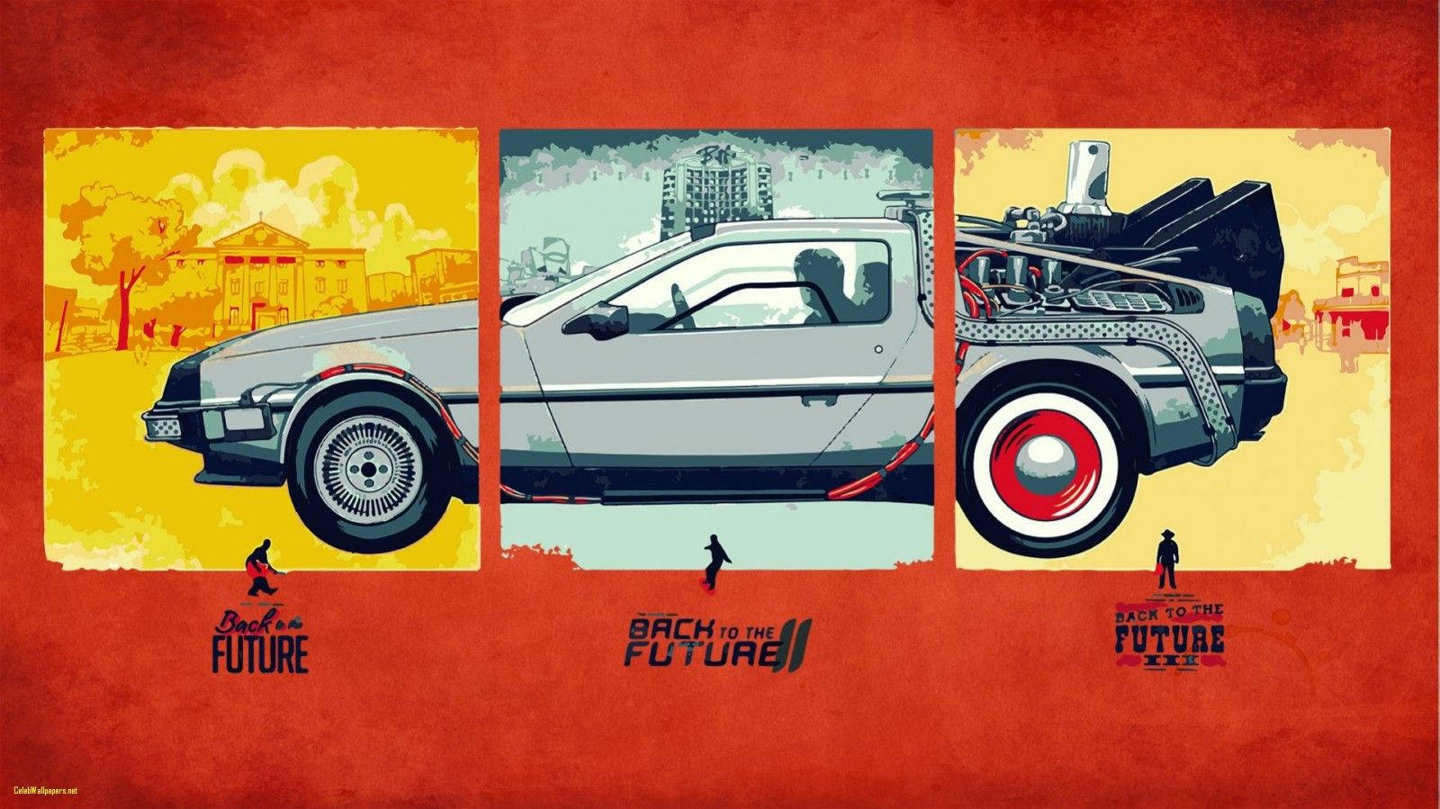 Back To The Future DeLorean Red Poster Wallpaper