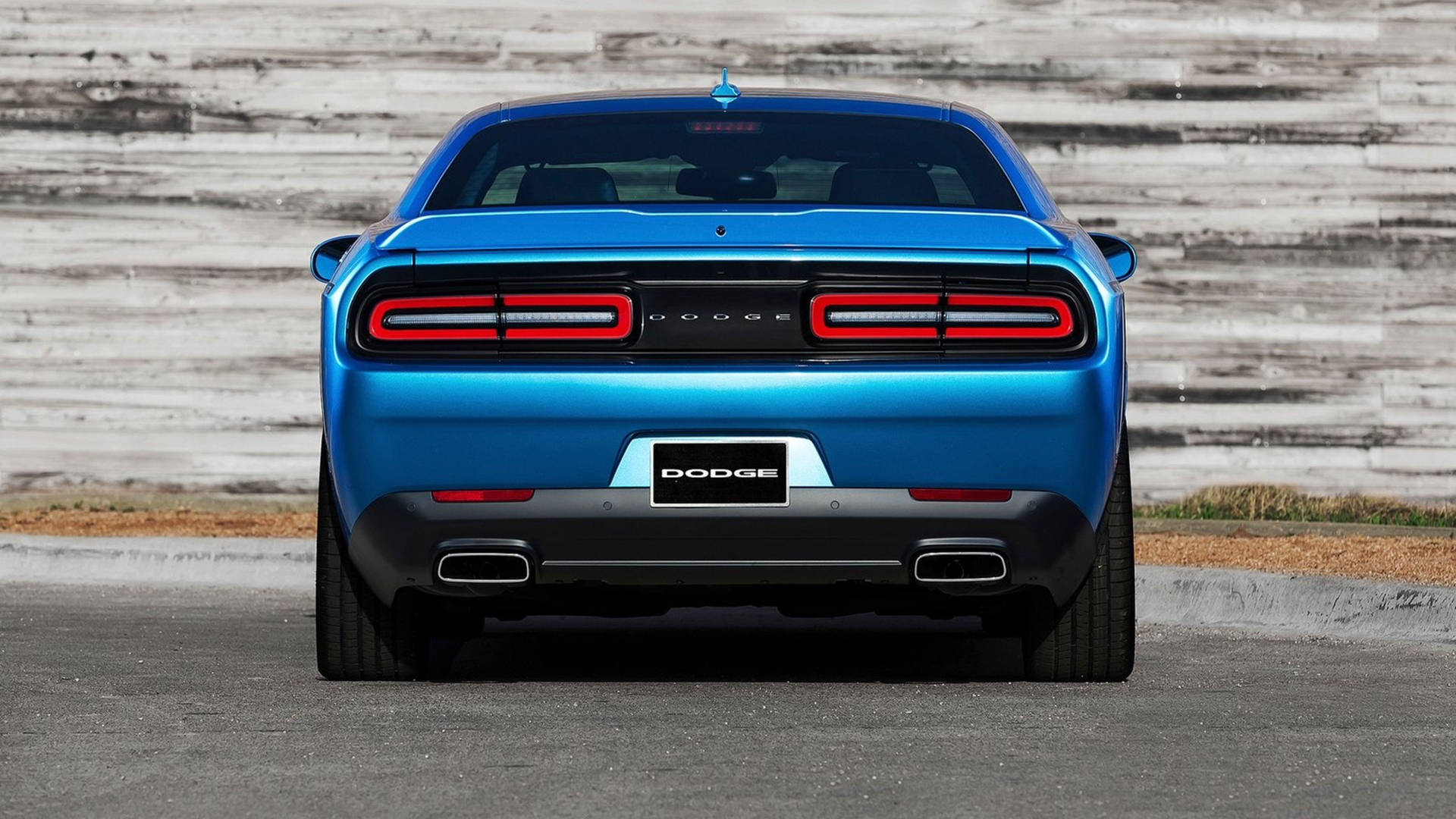 Back View Of 2015 Blue Dodge Challenger Wallpaper