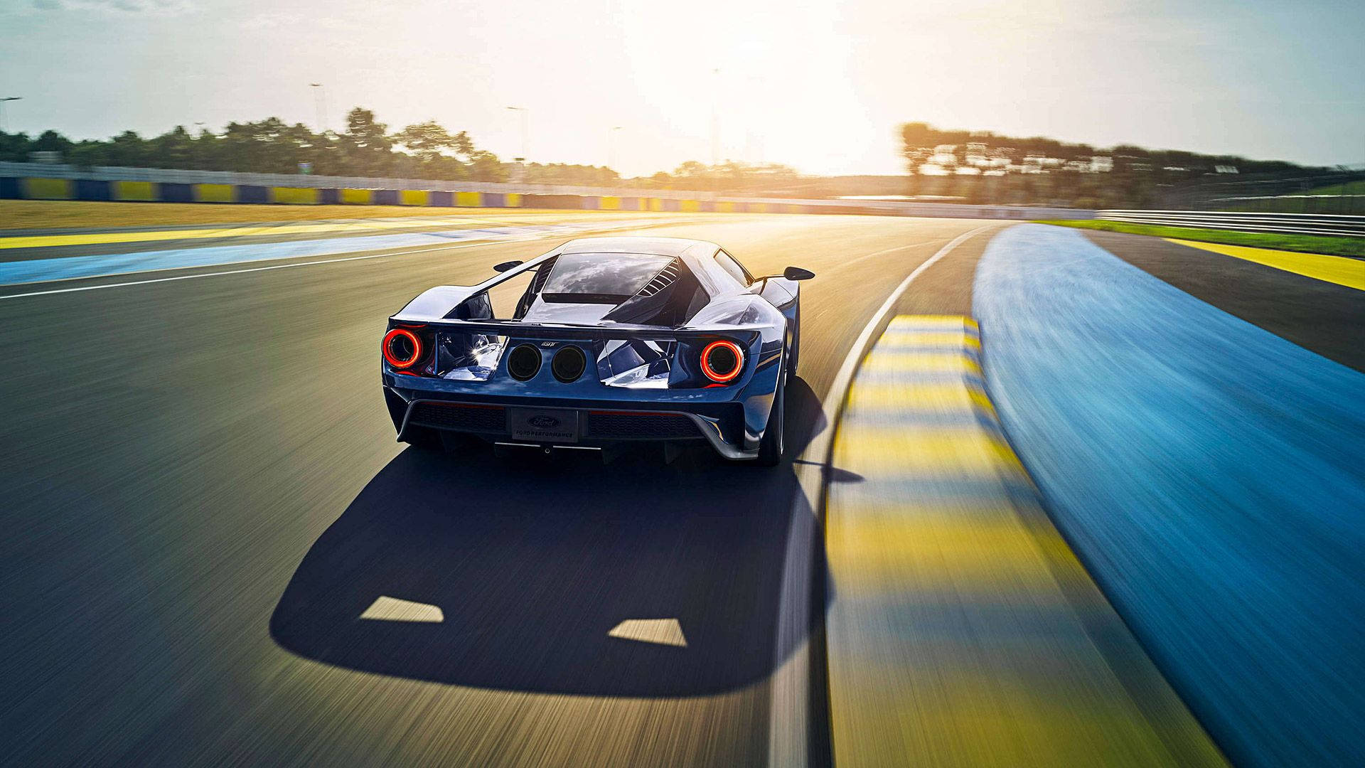 Back View Of Blue Ford Gt Wallpaper