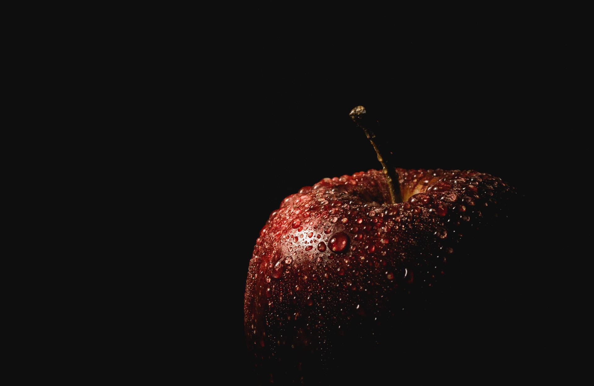 Background Black With Red Apple Wallpaper