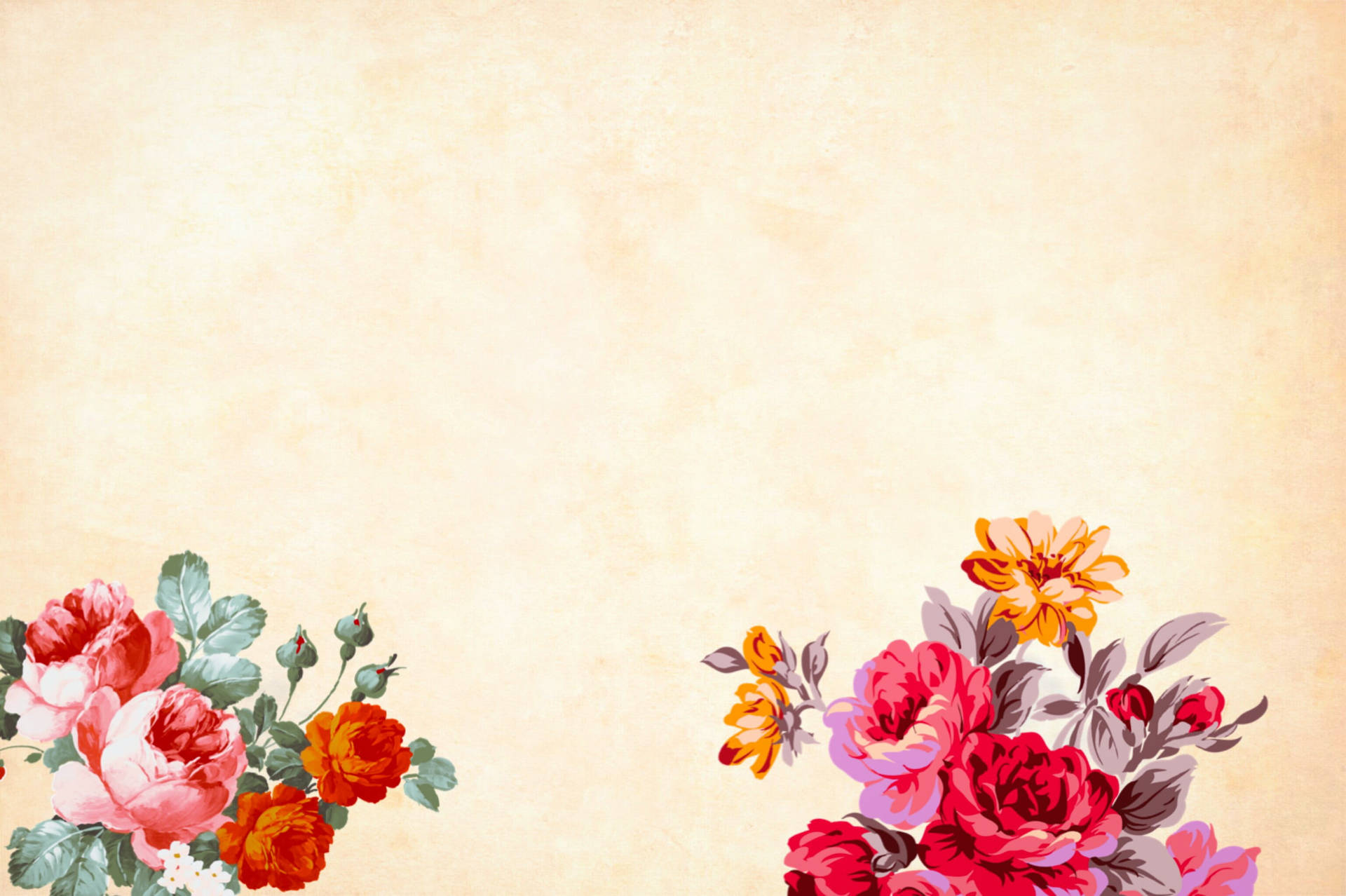 Background Design With Colorful Flowers Wallpaper