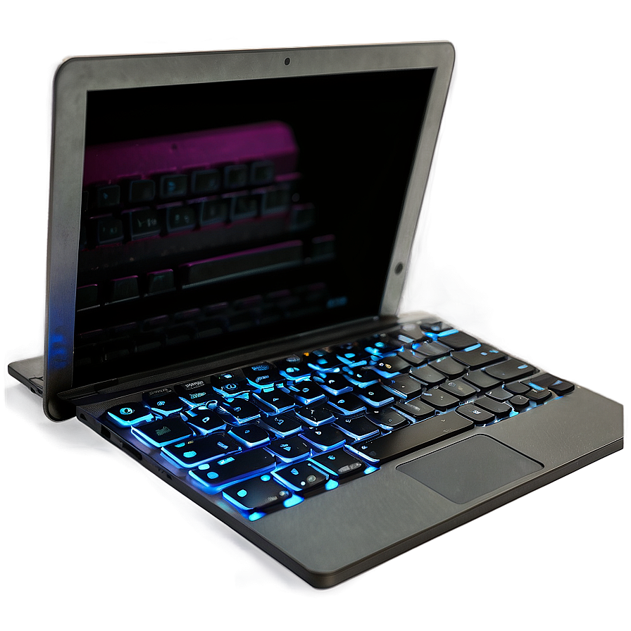 Backlit Keyboard Laptop Mockup Png 06122024 PNG